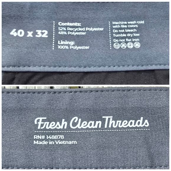 Tech Pants Fresh Clean Tees Threads Size 40x32 Gray Stretch All Day Comfort Pant - Picture 1 of 10